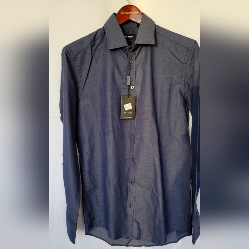 NWT SAND Copenhagen Smart Casual Shirt, Dark Blue Gray, Size 39 Slim Fit